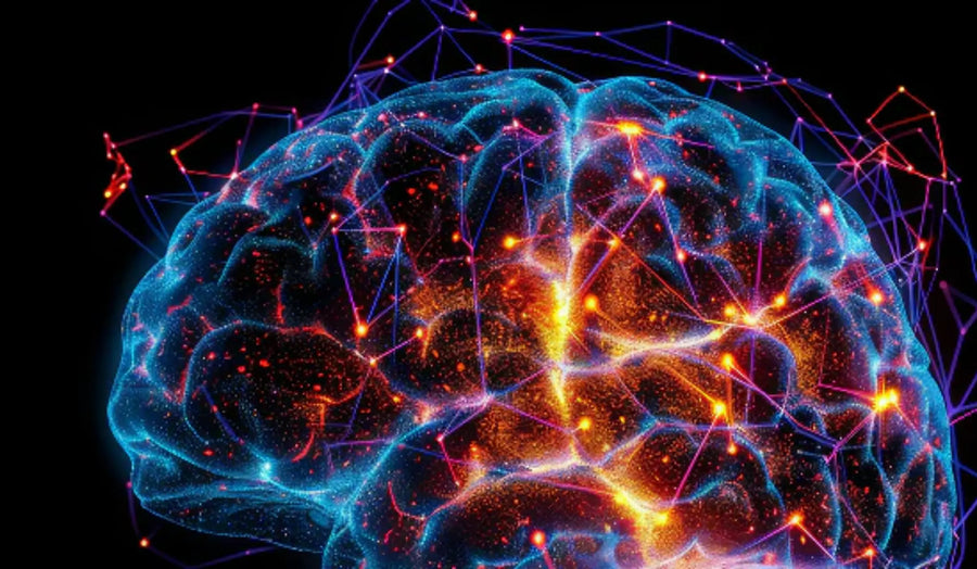 Nootropics for decision fatigue illustrated as a glowing neural brain network symbolizing cognitive stimulation.