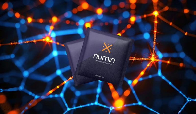 Supplements for fatigue shown with glowing neural network background representing boosted energy and cognitive performance.