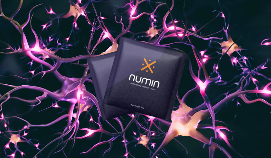 Cognitive wellness supplements featured with active neural pathways glowing in pink, symbolizing enhanced brain support and clarity.