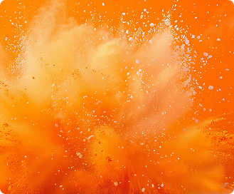 Orange abstract background with flowing particles and bright effects representing brain science concepts
