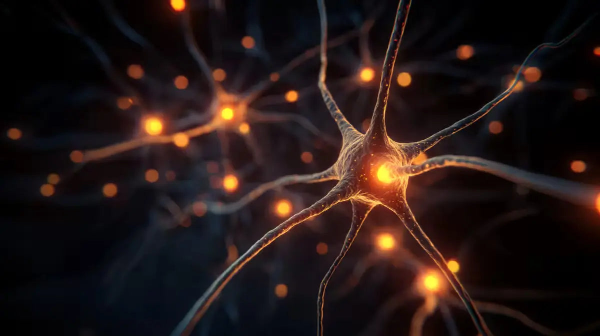 Illuminated neuron with glowing connections representing brain injury cases handled by specialized lawyers
