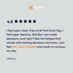 Customer Ifeoma's 4.8-star Numin review: clear-headed, decisive, no decision fatigue after brain fog.